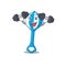 Rattle toy mascot design feels happy lift up barbells during exercise