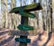 Rauen, Brandenburg, Germany - February 21, 2021 Sign in the forest - shows the direction to Rauen, to Fuerstenwalde and