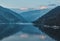 Rausor lake and Iezer Papusa Mountain in winter