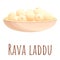 Rava laddu food icon, cartoon style