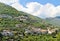 Ravello old Italian town beautiful green landscape urban panorama cityscape blue sky background