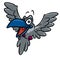 Raven bird flying cartoon illustration