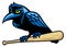 Raven mascot and the baseball bat