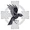 The Raven of Odin in a Celtic style patterned Celtic cross