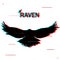 Raven vector illustration with glitch anaglyph effect.