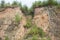 Ravine on the edge of a cliff on a sand pit