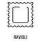 Ravioli pasta icon, outline style