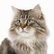 Ravishing adorable ragamuffin cat portrait on white isolated background.