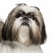 Ravishing adorable shih tzu dog portrait on white isolated background.