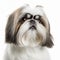 Ravishing adorable shih tzu dog portrait on white isolated background.