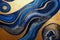 Ravishing blue and golden acrylic liquid ink swirl abstract background.