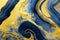 Ravishing blue and golden acrylic liquid ink swirl abstract background.