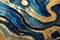 Ravishing blue and golden acrylic liquid ink swirl abstract background.