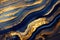 Ravishing blue and golden acrylic liquid ink swirl abstract background.