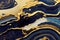 Ravishing blue and golden acrylic liquid ink swirl abstract background.