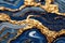 Ravishing blue and golden acrylic liquid ink swirl abstract background.