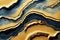 Ravishing blue and golden acrylic liquid ink swirl abstract background.