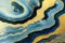 Ravishing blue and golden acrylic liquid ink swirl abstract background.