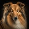 Ravishing closeup studio portrait of rough collie on isolated background.