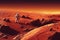 Ravishing Mars landscape feature with red surface and astronaut.