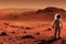 Ravishing Mars landscape feature with red surface and astronaut.