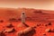 Ravishing Mars landscape feature with red surface and astronaut.