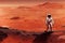 Ravishing Mars landscape feature with red surface and astronaut.