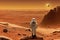 Ravishing Mars landscape feature with red surface and astronaut.