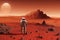 Ravishing Mars landscape feature with red surface and astronaut.