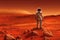 Ravishing Mars landscape feature with red surface and astronaut.