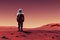 Ravishing Mars landscape feature with red surface and astronaut.