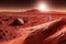 Ravishing Mars landscape feature with red surface and astronaut.