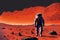 Ravishing Mars landscape feature with red surface and astronaut.