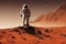 Ravishing Mars landscape feature with red surface and astronaut.