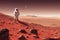 Ravishing Mars landscape feature with red surface and astronaut.