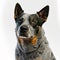 Ravishing realistic Australian blue heeler portrait in white isolated background