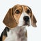 Ravishing realistic portrait beagle dog on white isolated background.