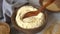 Raw Amaranth flour in a bowl close up