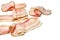 Raw bacon isolated on white background,