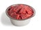 Raw beef meal in bowl, fresh, natural food for dog or cat