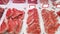 Raw beef meat ribs and steaks, meat products in small butcher shop
