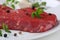 Raw beef meat steak on a plate