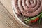 Raw beef sausages, selective focus African boerewors