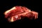 Raw beef steak on a black background whit copy space and cutting light