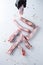 raw beef tails on a light background close-up