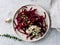 Raw beetroot noodles or beet spaghetti salad