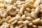 Raw blanched peanuts as food background