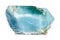 raw blue apatite crystal isolated on white