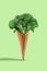 Raw broccoli in wafer cone over light green background. Healthy nutrition, food and seasonal vegetables harvest. Close