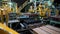 Raw ceramic blocks being transported automatically by professional machinery at the manufacturing plant. Stock footage